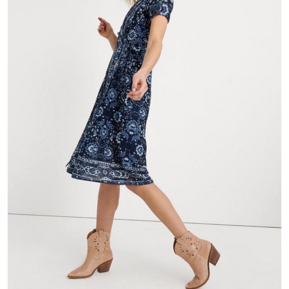 NWT Lucky Brand Blue Floral Wrap Dress